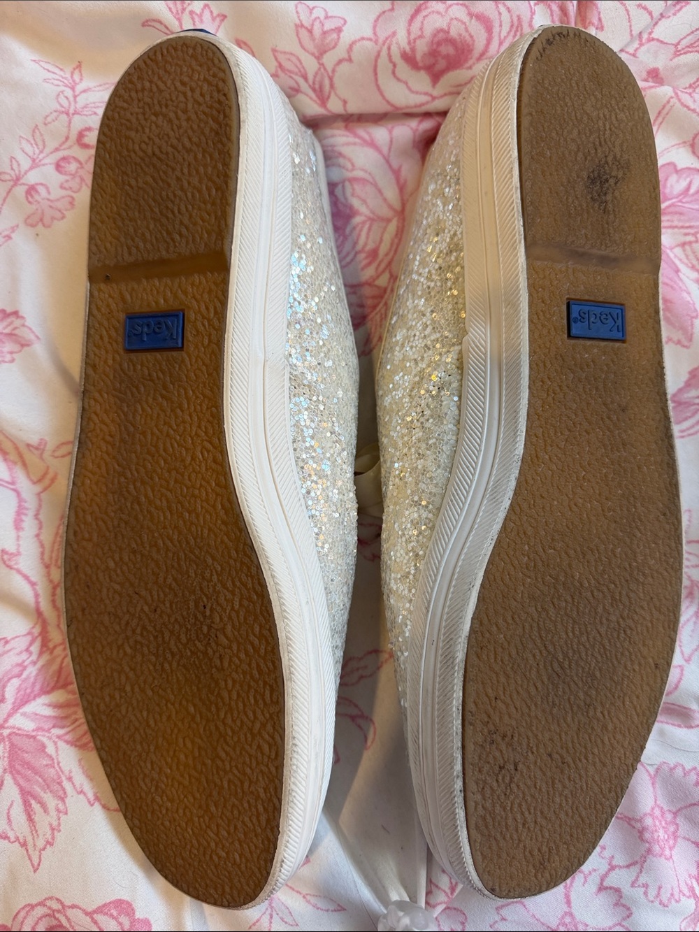 kate spade Sparkle Ribbon Lace-Up Sneakers in Ivory - Picture 2 of 3